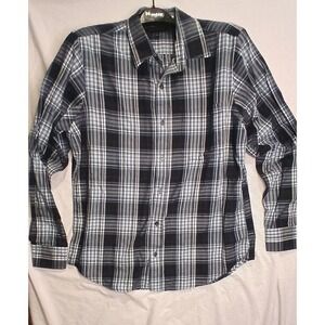 Banana Republic Luxe Flannel Shirt Maroon Plaid Top Men's‎ Size Large Slim Fit